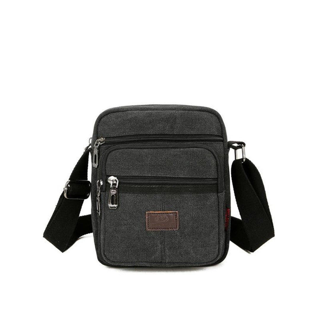 Black Messenger Bag Canvas Cross Body Shoulder Utility Travel Work ...