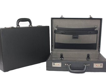 Professional Mens Leather Executive Black Briefcase with Combination