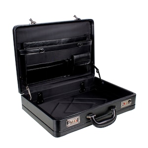 Deluxe Faux Leather Expandable Executive Attache Case Briefcase Black AR Premium image 4