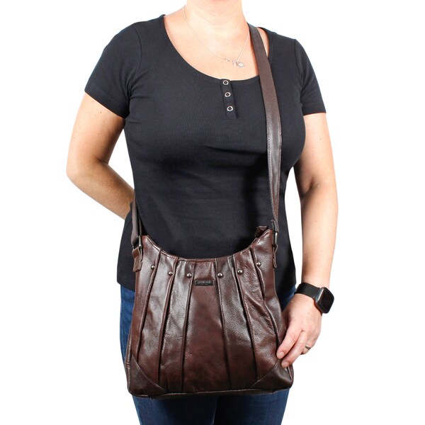 Ladies Women Genuine Leather Handbag D-BROWN Soft Cross Body Shoulder Bag