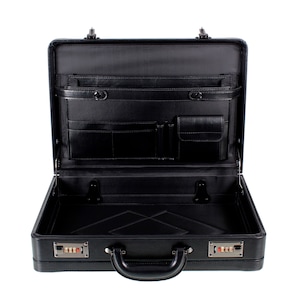 Deluxe Faux Leather Expandable Executive Attache Case Briefcase Black AR Premium image 10