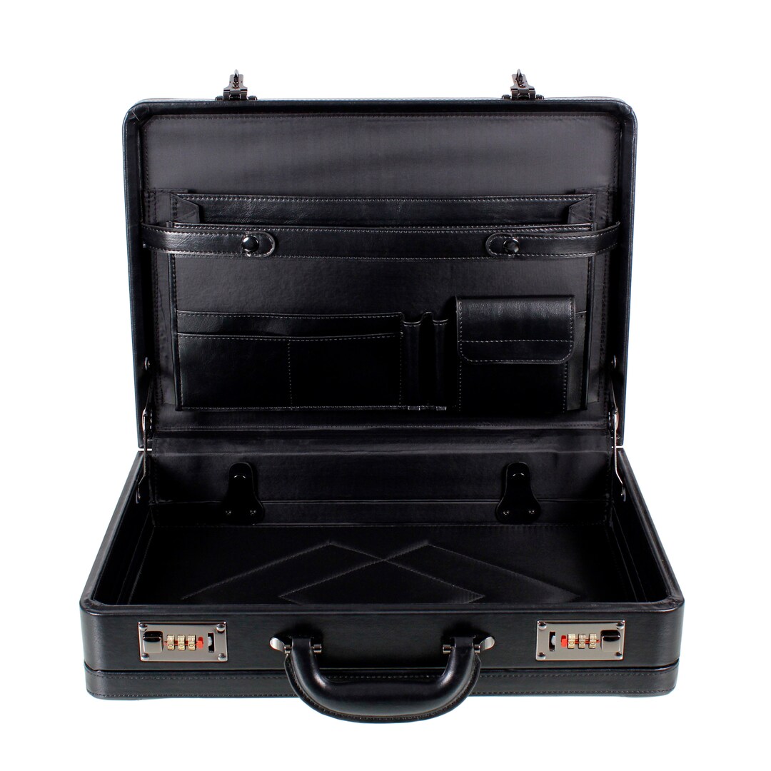Premium Expandable Executive Attache Case Briefcase Black AR Deluxe