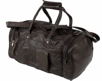 Travel Bag Holiday Holdall Brown Cowhide Real Leather  Weekend Overnight