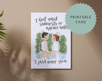 PRINTABLE Valentines Card | Anniversary Card | Watercolor Anne Shirley Card | Anne of Green Gables Card | Anne & Gil