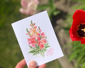 Watercolor Snapdragon Mother's Day Card | Flowers