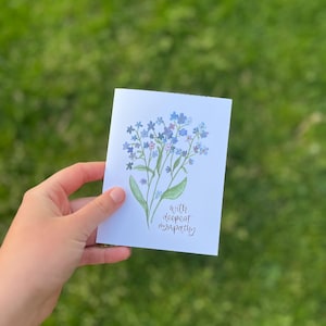 Carte de sympathie aquarelle | Carte faite main | À ne pas oublier | Fleurs | avec toute notre sympathie | Deuil | Deuil | Funérailles | Condoléances