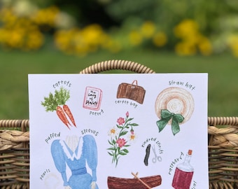 Anne Things 5x7 Watercolor Print: Wall Art Print | Kindred Spirits Carrots | Anne of Green Gables | Anne Shirley | L M Montgomery