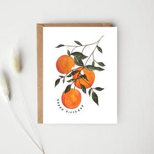 Aquarelle de carte d'anniversaire | carte de voeux faite main oranges | Joyeux anniversaire | Pour lui | pour elle | Maman, Sœur, Fille, Grand-mère, Petite amie