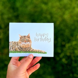 Aquarelle de carte d'anniversaire | Carte faite main | Joyeux anniversaire | Chat Chaton Anniversaire | pour elle | Maman | Fille | Sœur | Ami | Amoureux des chats