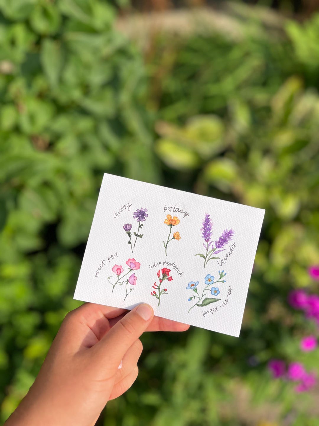 Watercolor Wildflower Greeting Card: Handmade Floral Card - Etsy