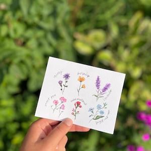 Aquarelle de carte d'anniversaire | Fleurs sauvages | Sympathie | Merci | Anniversaire | Carte de voeux faite main | pour elle | Maman | Fille | Sœur