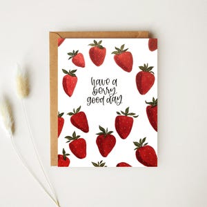 Carte de voeux aquarelle faite main | Encouragements | Merci | Joyeux anniversaire | Juste parce que | Pour un ami | chaleureux | Fraises