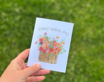 Watercolor Flower Basket Mother's Day Card