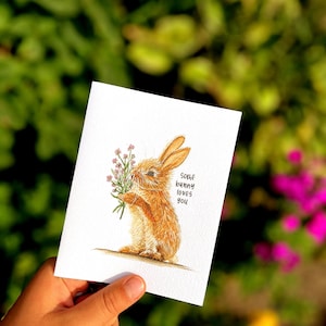 Aquarelle pour nouveau-né | Carte de voeux faite main | carte d'anniversaire | Lapin | Certains lapins vous aiment | Amour | Amitié | Anniversaire | Ami