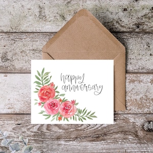 Aquarelle de carte d'anniversaire | Carte de voeux faite main | Joyeux anniversaire | roses | pour elle | femme | Petite amie | Parents | Grands-parents