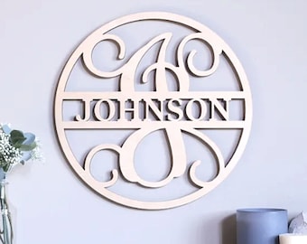 Monogram, Monogram Last Name, Family Name, Monogram Letter Wooden Decor, Door Hanger