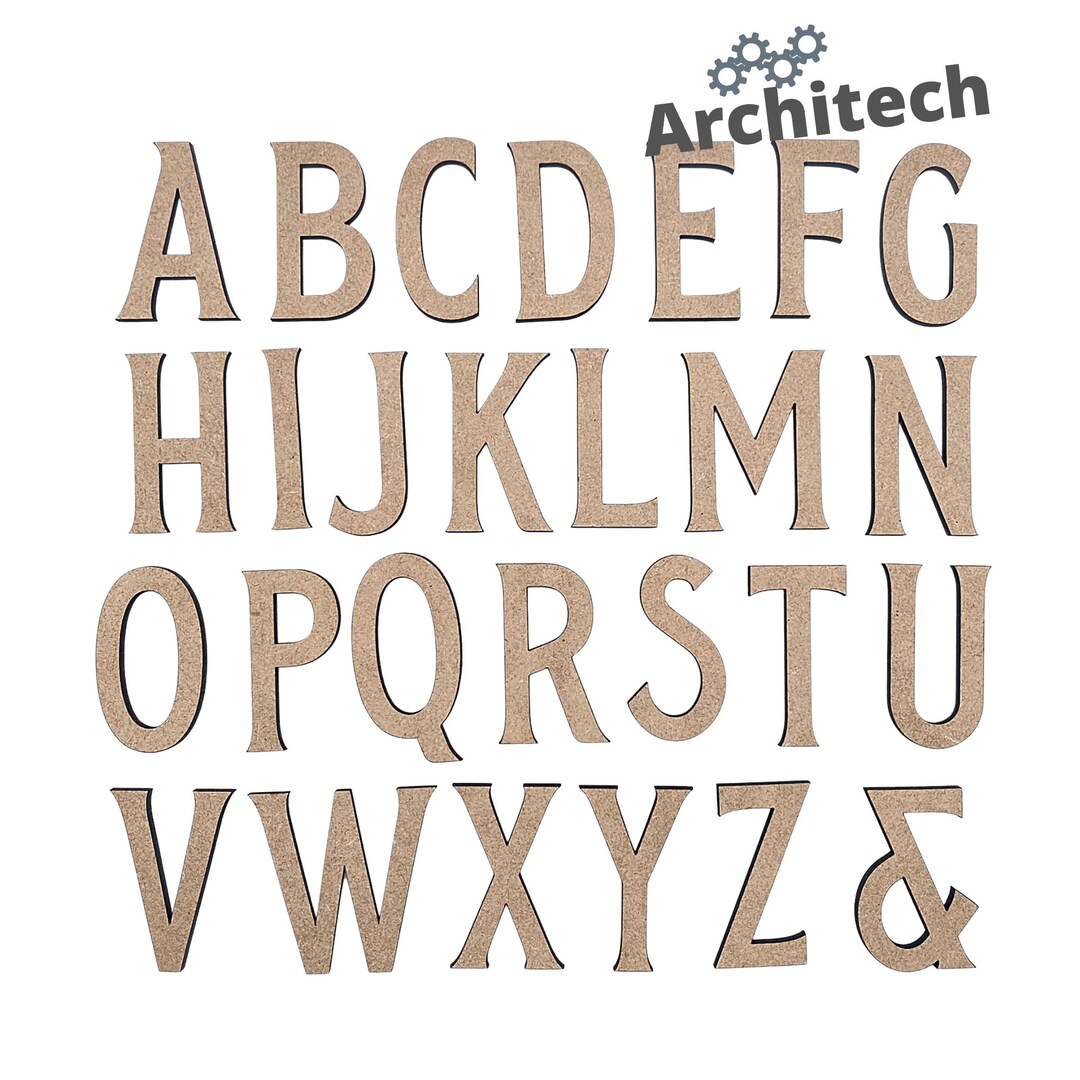 Small Block Script Letters Small Architech | Block Style Letters | Wood Crafts | Wood Cutouts ...