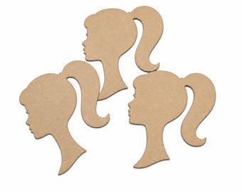 Woman Head Profile MDF Cutouts – Party Decor, Laser Cut Wood Shapes, Bulk Set