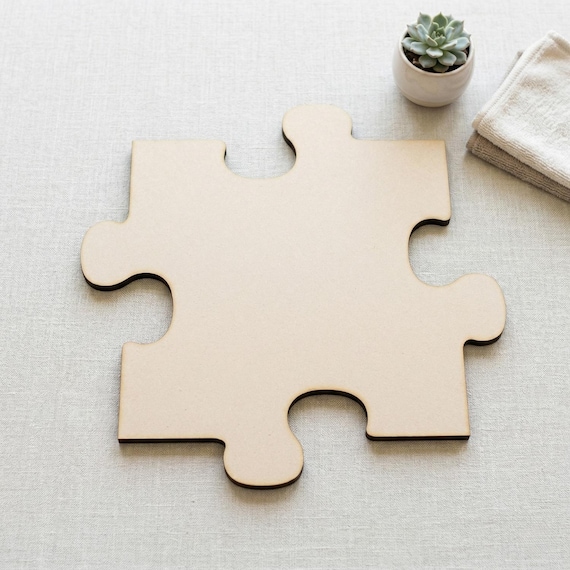 Unfinished Wood Puzzle Blanks, DIY Craft MDF or Birch, Awareness and Inclusion Decor