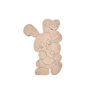 Small 2&quot; - 10&quot; Easter Bunny with Easter Eggs wood Craft | Paint by Line | Easter Crafts
