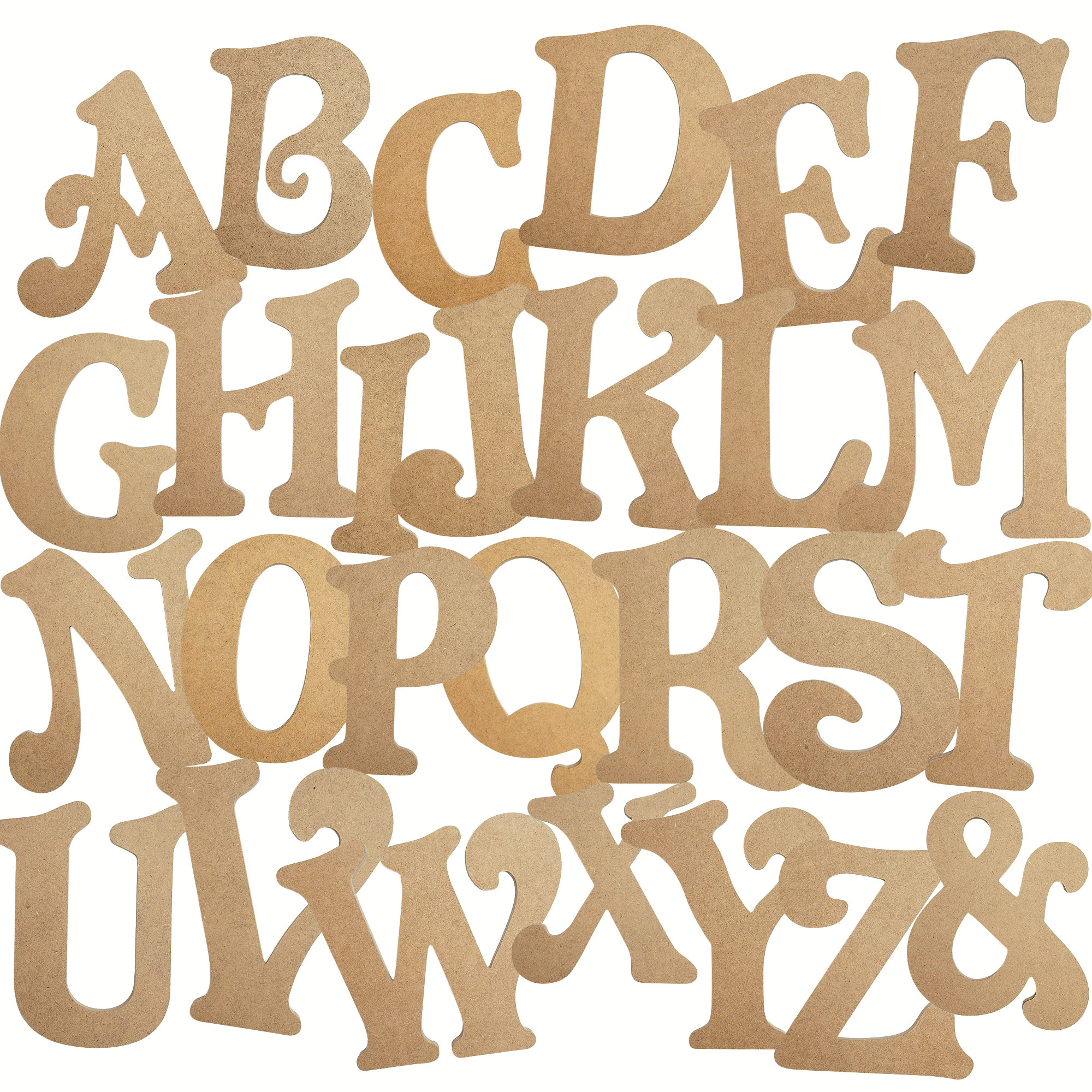 Generic 124 Pieces Wooden Letters Full Alphabet Wood Cutout