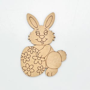 Small 2&quot; - 10&quot; Easter Bunny With Easter Egg Wood Craft | Paint by Line | Easter Crafts