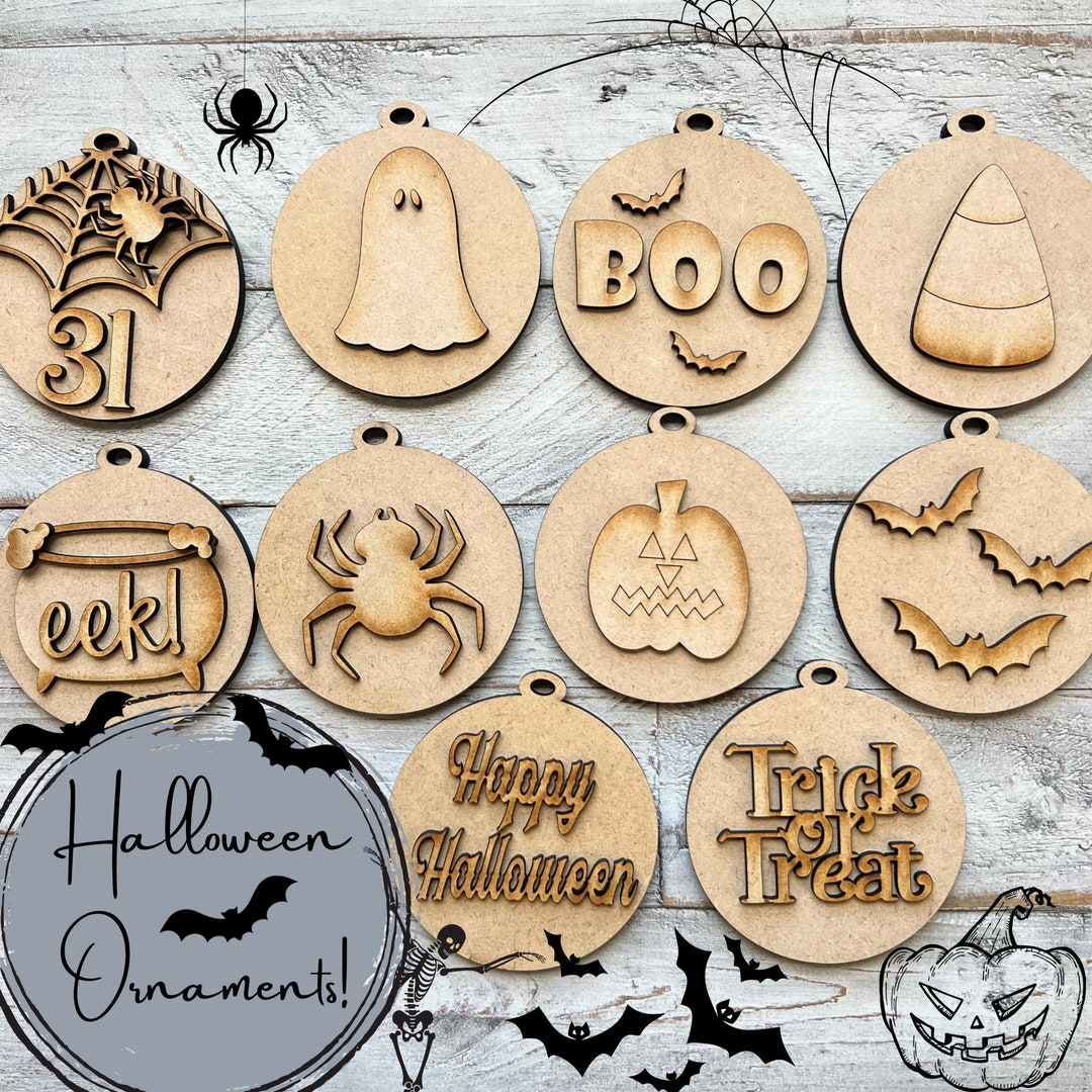 Unfinished Halloween Ornament Kit Halloween Decor Etsy