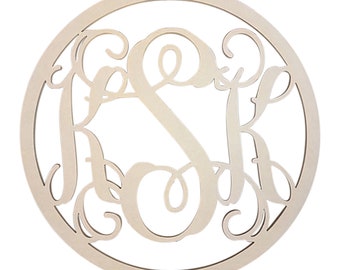 Monogram, Circle 3 Letter Vine Monogram, Framed Monogram, Wood Letter, Monogram Font