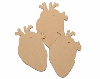 Heart MDF Cutouts – Human Anatomy Decor, Laser Cut Wood Shapes, Bulk Set