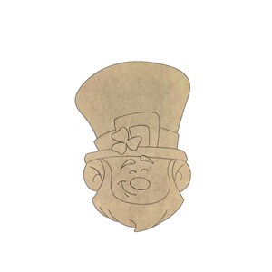 Small 2&quot; - 10&quot; St. Patrick&#39;s Day Leprechaun Head Wood Craft | Paint by Line | Wood Craft Shapes