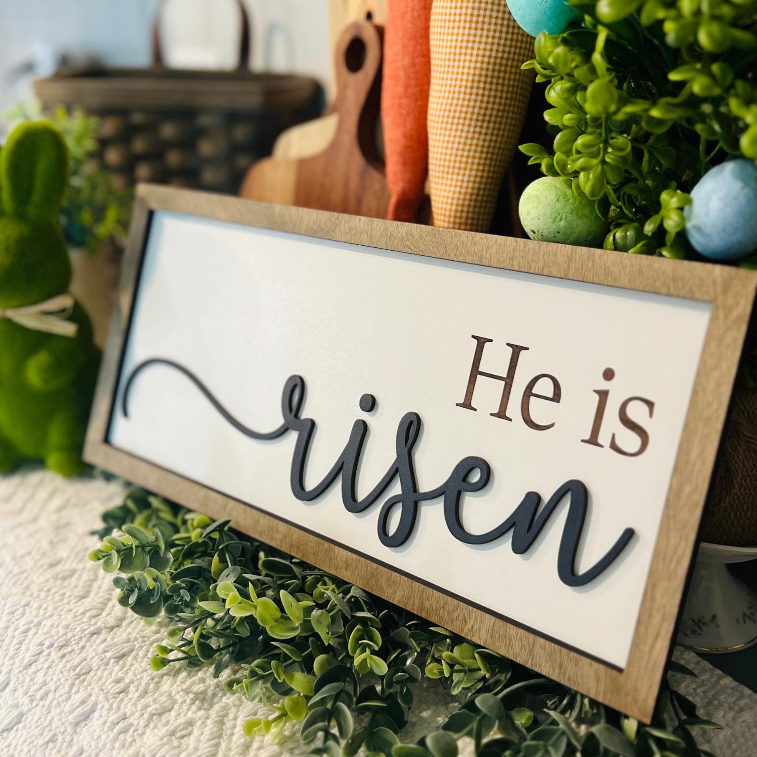 He Ix Risen Sign He is Risen Sign | Farmhouse Easter Decor, Laser Cut Wood - Etsy