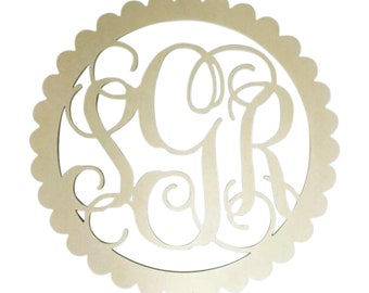 Monogram, Scallop Wreath Monogram, Block Style, Framed Monogram, Wood Letter, Monogram Font