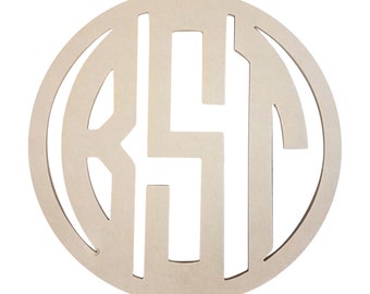Monogram, Block Style Circle 3 Letter Monogram, Framed Monogram, Wood Letter, Monogram Font
