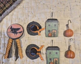 Handmade Halloween Miniture Tree Ornaments Seasonal Spooky Ornies