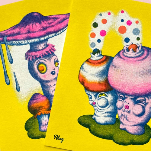 Shops Framed-Angela Ho Parasol Mushroom Risoprint Set