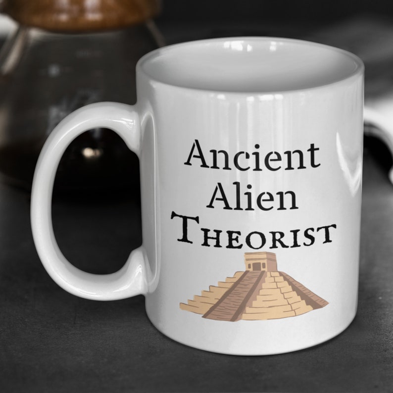 Ancient Alien Theorist Coffee Mug weird gifts alien mug White