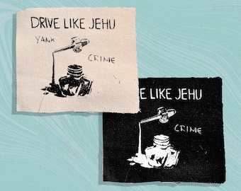 Drive like Jehu Logo Screen printed canvas patch 4"