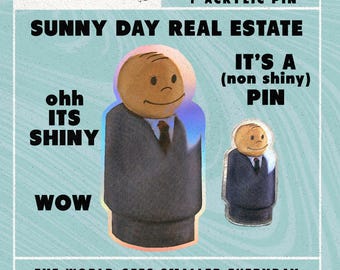 Sunny Day Real Estate  Holographic 3"inch die cut sticker & 1.25 inch acrylic Pin - 90's emo , diary album cover guy