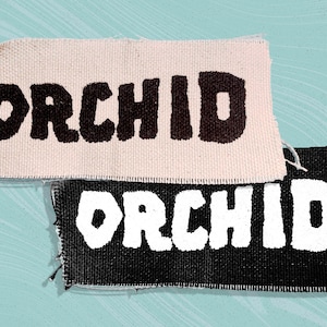 Orchid Logo Screen printed canvas patch 3&quot;