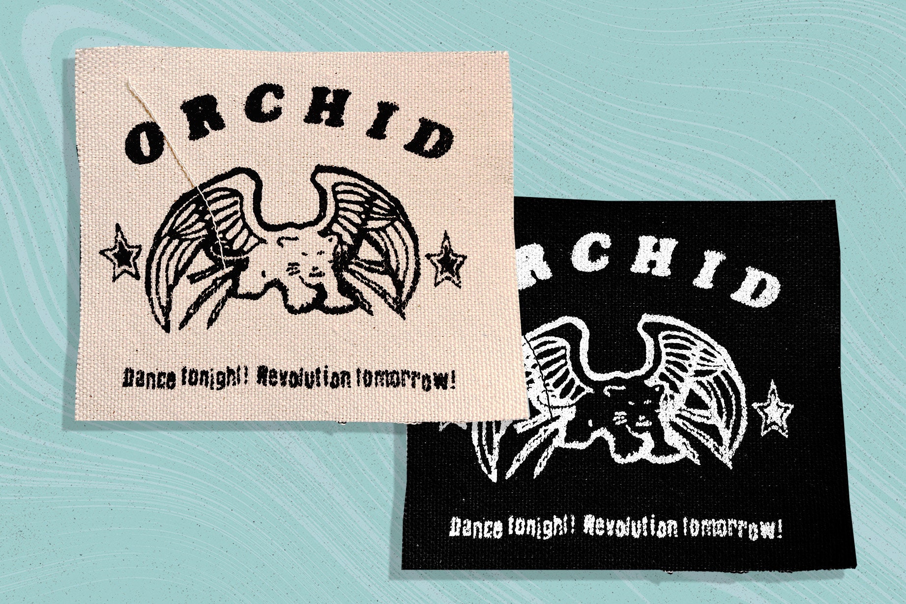 Orchid Dance Tonight, Revolution Tomorrow Screen Printed Canvas