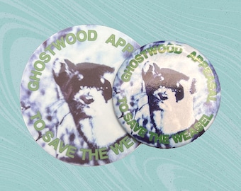 Twin Peaks Ghostwood Appeasal om de wezel te redden 2&quot; knop en 3&quot; stickerset