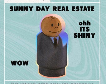Sunny Day Real Estate holografische 3&quot; inch gestanste sticker - 90&#39;s emo, diary albumcover guy
