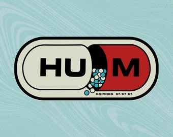 Hum Pill Sticker 3" stars