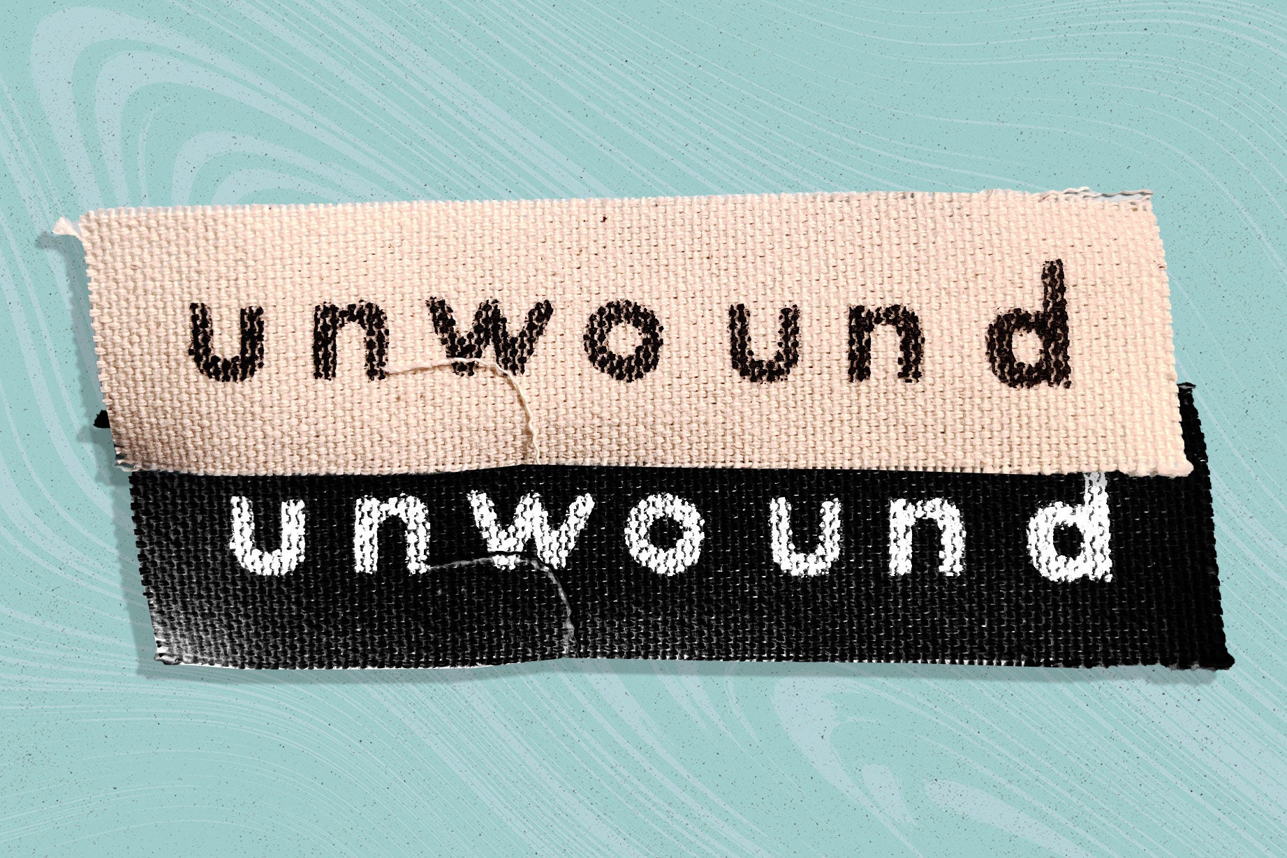 Unwound-logo op canvasdoek gezeefdrukt 4"