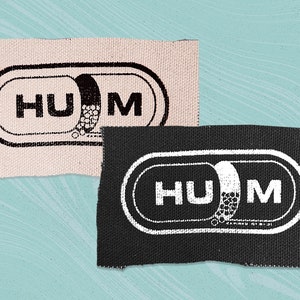 Hum Pill Screen printed canvas patch 4" logo