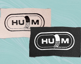 Hum Pill Screen printed canvas patch 4" logo