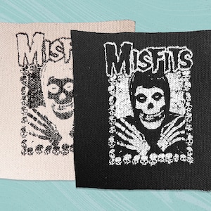 The Misfits Skull Screen printed canvas patch 4&quot; logo