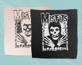 The Misfits Skull Screen printed canvas patch 4" logo