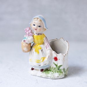Vintage ceramic porcelain planter Dutch girl marked 1348