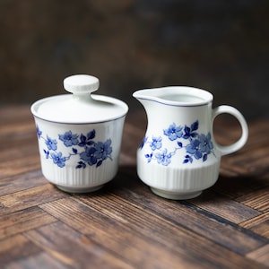 East Germany vintage blue white sugar creamer set German Democratic Republic